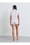 White Bow Cherry Print Piped Pocket Shirt and Shorts Set - 5
