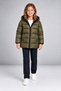 Girl's Khaki Fleece and Fur Hooded Windproof Inflatable Winter Coat - 4