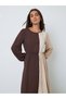 Brown Color Block Pleated Midi Dress - 2
