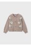 Girl's Beige Floral Detailed Cardigan - 3