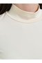 Cream High Neck Long Sleeve Fitted T-Shirt - 4