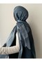 Flower Pattern Muslin Shawl - Indigo - 2