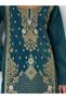 Teal Scoop Neck Jalabiya with Thread Embroidery - 4