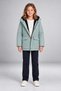 Girl's Mint Green Fur Windproof Hooded Winter Coat & Parka - 3