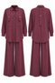 Two Pocket Detail Gold Accessory Detail Trouser Suit 916 Claret Red - 3