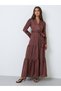 Coffee Brown Wrap Front Tiered Maxi Dress
