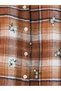 Brown Plaid Cotton Shirt with Embroidery - 4