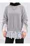 Asez Boutique Women's Half Turtleneck Lace Detailed Lace-Up Sleeve Knitwear Sweater - 4
