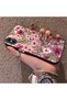 iPhone XS Max Compatible Burgundy Pink Flower Pattern Phone Case Shockproof - 2
