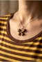 Butterfly Figured Natural Stone Steel Chain Necklace - 4