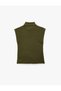 Viscose Blended Sleeveless Buttoned Turtleneck Knitwear Blouse - 6