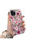 iPhone 14 Pro Compatible Burgundy Pink Floral Pattern Phone Case Shockproof