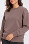 Women's Brown Crew Neck Sweatshirt Regular Winter 3 Yarn Soft Puff Fabric - 8