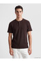 Peak New Season Brown Henley Collar Textured Men's T-Shirt