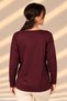 Women's V-Neck Paw Print Heart Pattern Long Sleeve Knitwear Blouse - 4