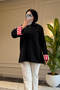 44478 - Stylish and Comfortable Rayon Striped Cuff Detailed Women's Long Draped Slim Knit Sweater - 5