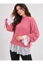 Asez Boutique Women's Half Turtleneck Lace Detailed Lace-Up Sleeve Knitwear Sweater