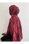 Retro Wave Pattern Muslin Shawl - Burgundy