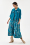 Turquoise Italian 100% Cotton Velvet Floral Patterned Jacket Double Suit Size 38 - 44