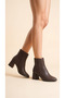 Pointed Toe Leather Look Bitter Brown Short Classic Boots with Metal Detail on the Front - 3