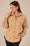Women's Oversized Cashmere Shirt with Flap Double Pockets and Front Buttons - 3