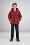 Boy's Burgundy Fleece Hooded Windproof Inflatable Winter Coat