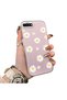 Pink Striped Daisy Phone Case for iPhone 7 Plus/8 Plus Compatible Women's Shockproof Case