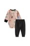 Patterned Bodysuit Baby Set 0-2 Years Mink - 2