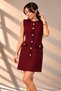Women's Zero Sleeve Lined Button Detailed Tasseled Chanel Short Dress