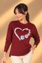 Women's Colorful Paw Print Heart Pattern Long Sleeve Blouse - 2