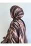Retro Wave Pattern Muslin Shawl - Khaki & Brown - 2