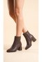 Pointed Toe Leather Look Bitter Brown Short Classic Boots with Metal Detail on the Front - 4