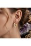 Gold Color Rowed Baguette Stone Ring Model Steel Earrings - 2