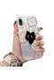 iPhone Xr Compatible Colorful Line Cat Figure Phone Case Shock Absorbing Protective Case