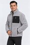 Men's Oversize Welsoft Fabric Fleece Zippered Gray Jacket with Pockets - 7