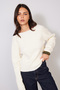 Back Knot Detail Brief Collar Tricot Sweater Ecru