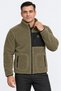 Men's Oversize Welsoft Fabric Fleece Zippered Khaki Jacket with Pockets - 6