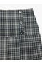 Buttoned Plaid Mini Pleated Skirt - 3