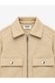 Loose Cut, Flap Pockets, Long Sleeves, Zippered Fur Collar, Cashmere Jacket - 3