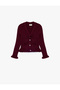 Viscose Blend V-Neck Long Sleeve Knitwear Cardigan with Bow and Pockets