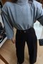 Plaid Blouse with Padded Shoulders and High Collar - 2