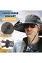 Outdoor Wide Brim Sun Hat with 2 Solar Fan Sun Bucket Hat for Men Women UPF 50+ Bucket Fishing & Beach Hat with Fan Built in - 4