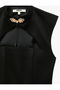 Window Detail Metal Button Qipao Collar Sleeveless Blouse - 3