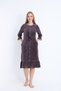 Women's Cotton Velvet Zipper Pocket Lace Long Sleeve Dress / Purple-Brown 3992 - 2