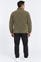 Men's Oversize Welsoft Fabric Fleece Zippered Khaki Jacket with Pockets - 5