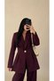 Women's Belded Gold Button Plazer Jacket Set - 4