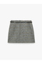 Slit Slim Fit Belted A-Line Plaid Mini Skirt - 2