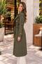 Belted Trench Coat with Pockets, Khaki - 2