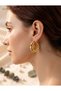 Gold Color Croissant C Convex Steel Earrings - 2