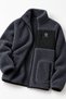 Men's Oversize Welsoft Fabric Fleece Zippered Smoked Jacket with Pockets - 2